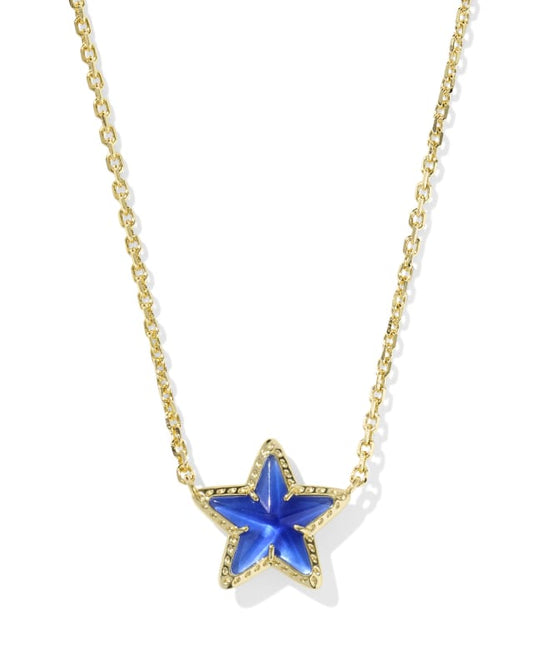 Kendra Scott Cassidy Short Pendant Necklace-Gold Cobalt Illusion