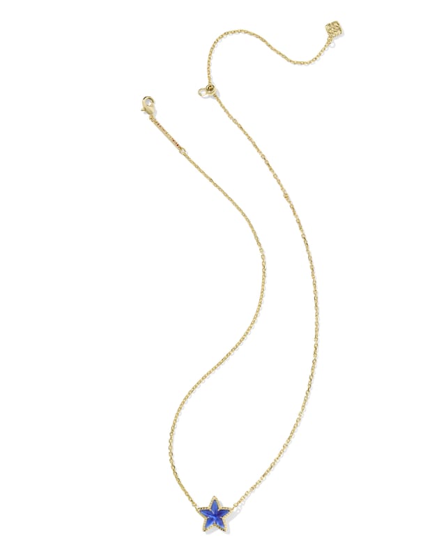 Kendra Scott Cassidy Short Pendant Necklace-Gold Cobalt Illusion