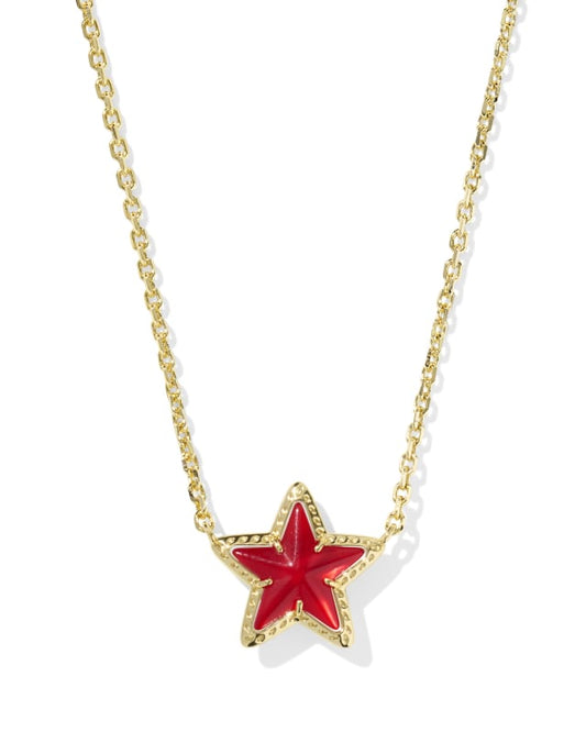 Kendra Scott Cassidy Short Pendant Necklace-Gold Red Illusion