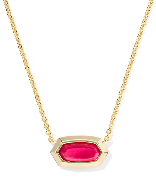 Kendra Scott Elisa Bezel Pendant Necklace-Gold Carmine Red Illusion