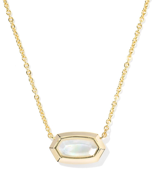 Kendra Scott Elisa Bezel Pendant Necklace-Gold Ivory MOP