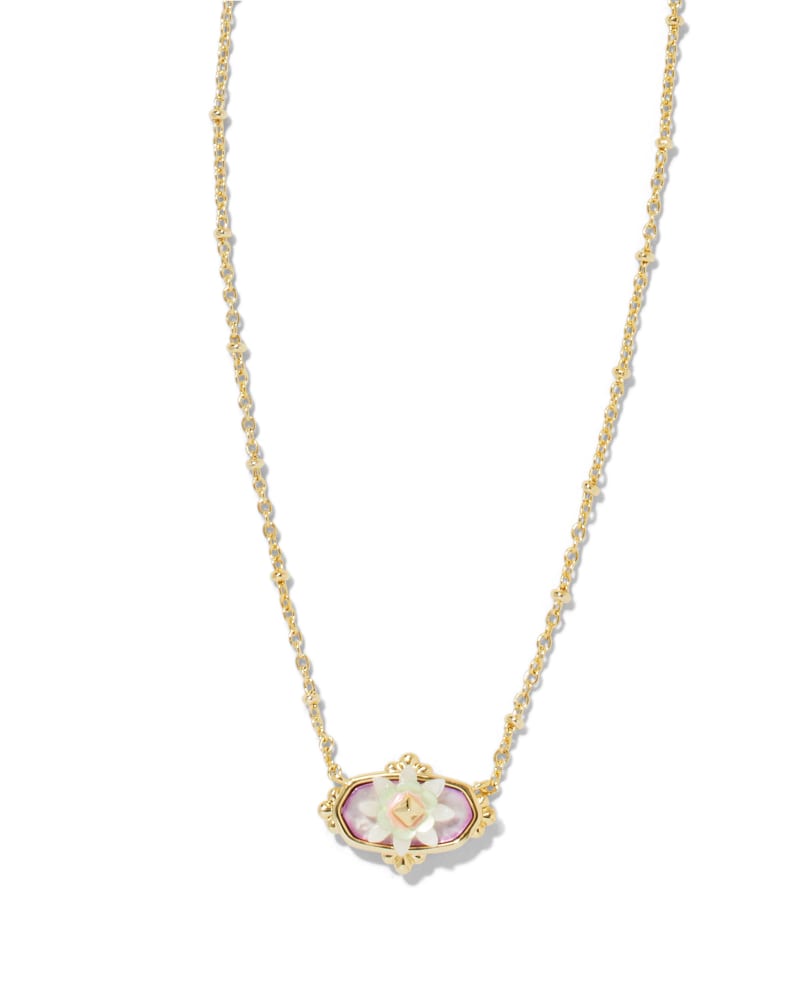 Kendra Scott Elisa Flower Framed Pendant-Gold Pastel Mix