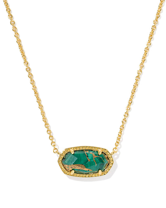 Kendra Scott Elisa Necklace-Gold Bronze Veined Green Malachite