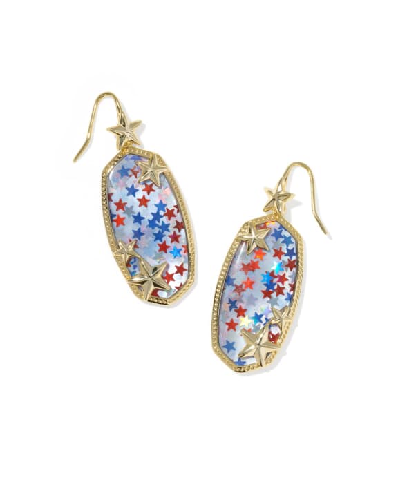Kendra Scott Elle Multi Star Drop Earring-Gold/Red White & Blue Illusion