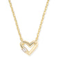 Kendra Scott Emery Heart Pendant Necklace-Gold White CZ