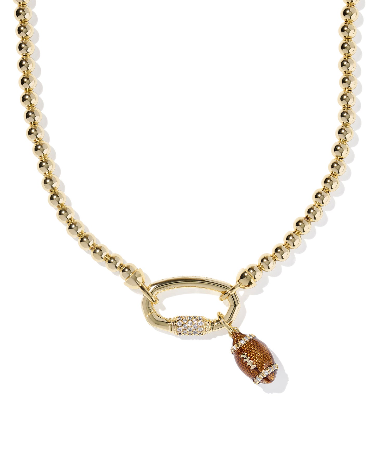 Kendra Scott Football Helmet Strand Necklace-Gold/White CZ