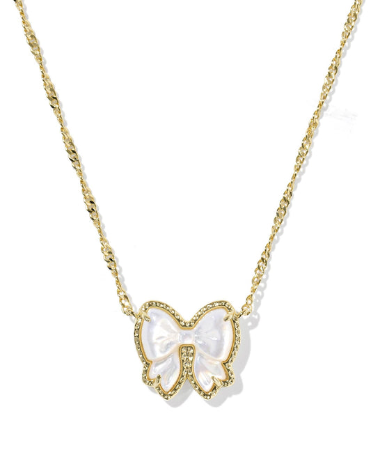 Kendra Scott Haley Bow Pendant Necklace-Gold Ivory MOP