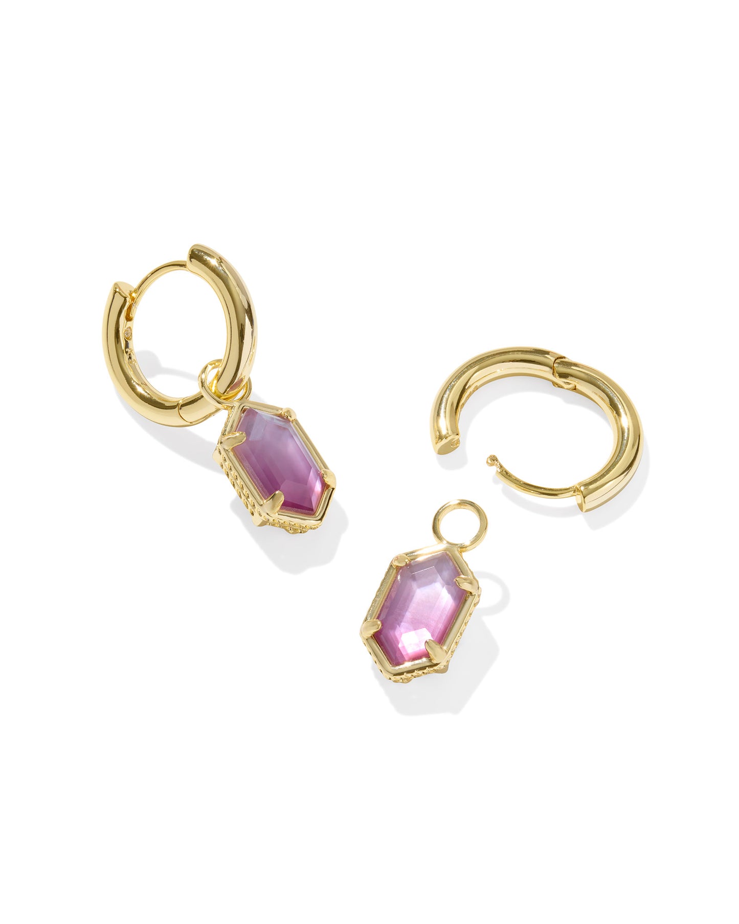 Kendra Scott Hallie Huggie Earring- Gold Purple Watercolor Illusion