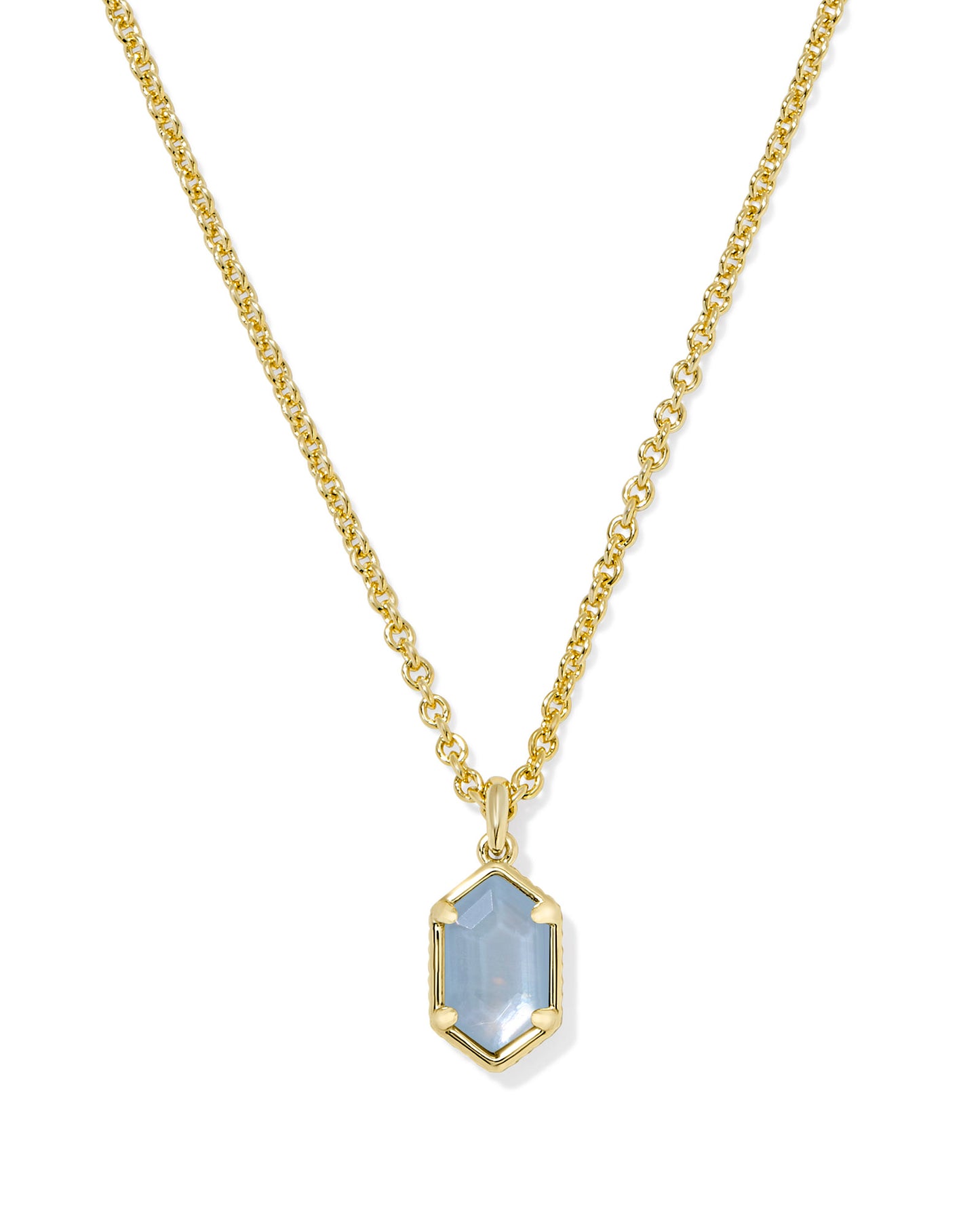 Kendra Scott Hallie Short Pendant Necklace-Gold Sky Blue MOP