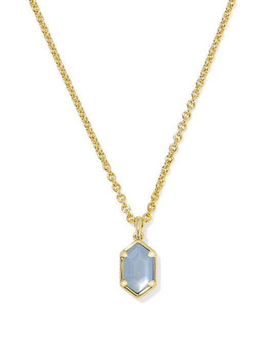 Kendra Scott Hallie Short Pendant Necklace-Gold Sky Blue MOP