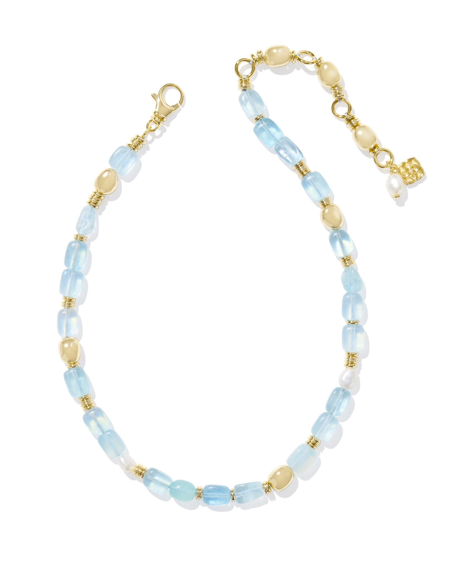 Kendra Scott Melody Beaded Strand Necklace-Gold Aquamarine