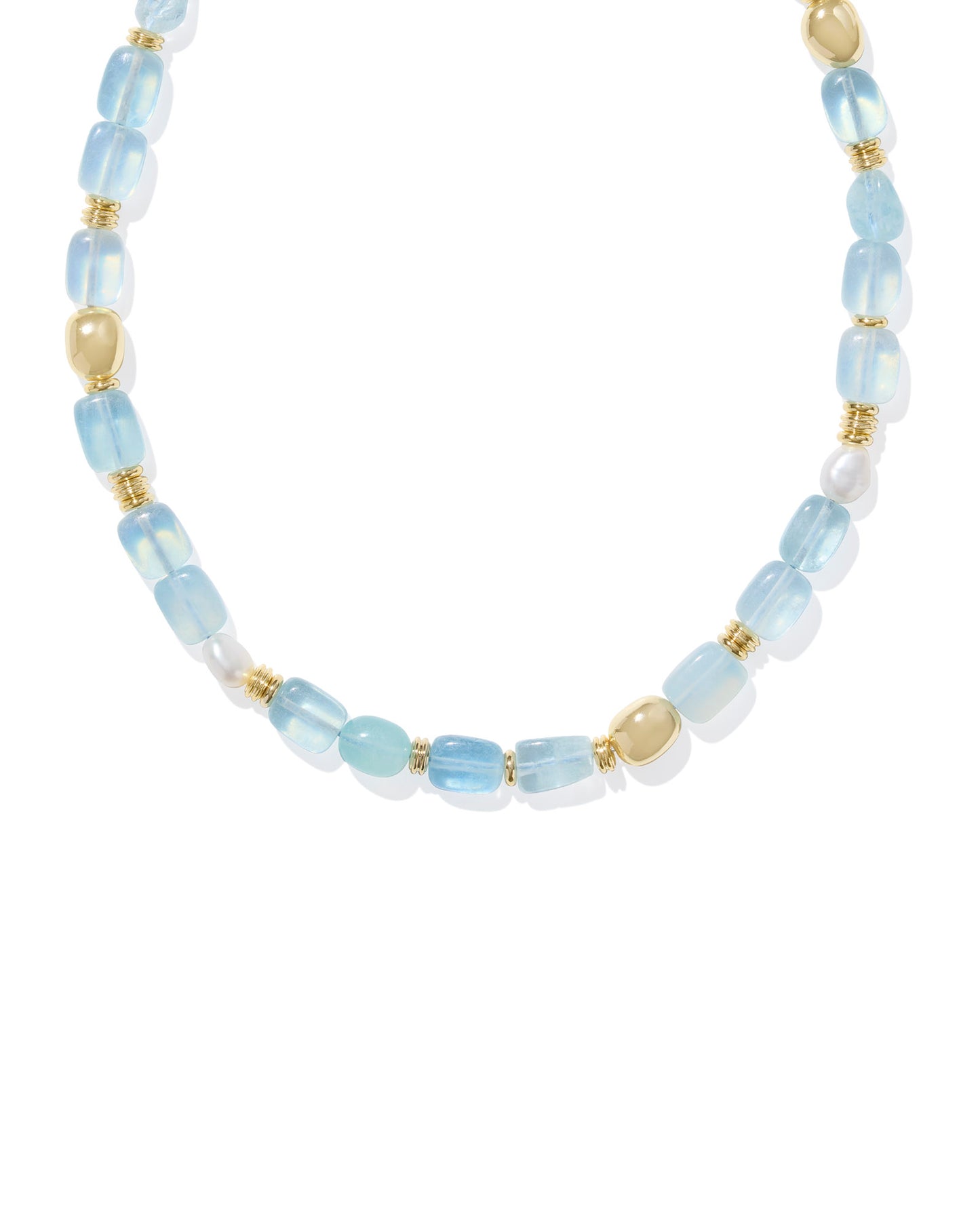 Kendra Scott Melody Beaded Strand Necklace-Gold Aquamarine