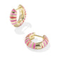Kendra Scott Mikki Enamel Huggie Earring-Gold Pink Mix