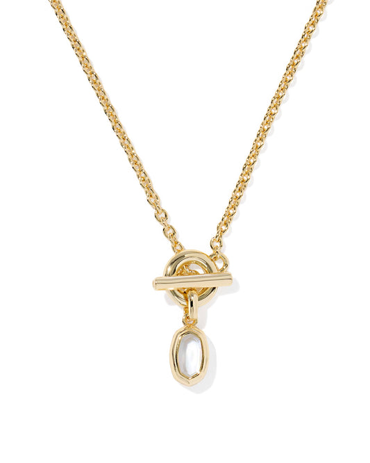 Kendra Scott Mini Elisa Toggle Pendant Necklace-Gold Ivory MOP