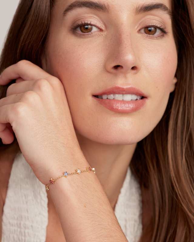 Kendra Scott Sierra Star Crystal Delicate Bracelet-Gold Red White Blue Mix