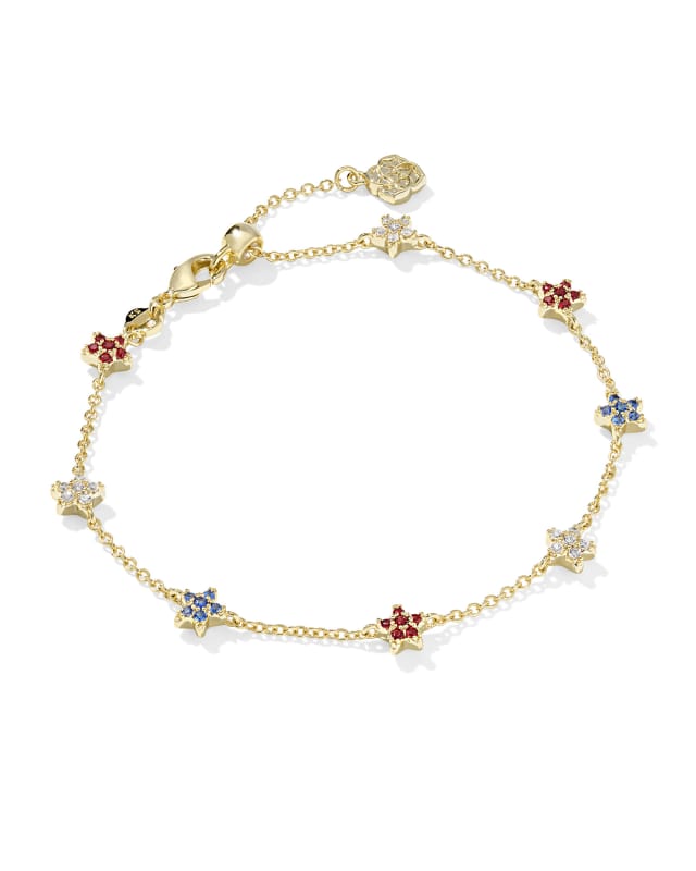 Kendra Scott Sierra Star Crystal Delicate Bracelet-Gold Red White Blue Mix