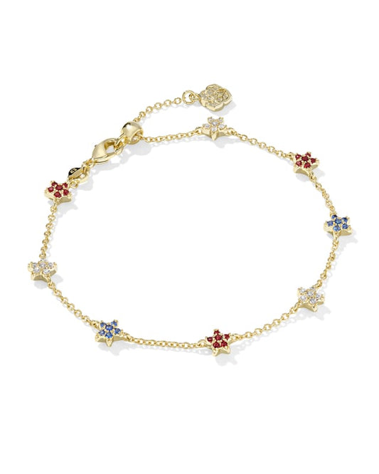 Kendra Scott Sierra Star Crystal Delicate Bracelet-Gold Red White Blue Mix