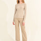 Molly Bracken Tiny Cableknit Sweater- Beige