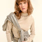 Molly Bracken Mock Neck Ribbed Sweater- Beige