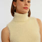 Lili Sidonio Eyelash Knit Turtleneck Sweater-Off White