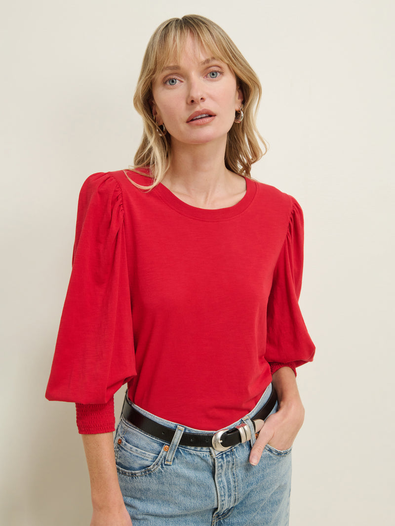 Nation "Loren" Peasant Tee-Rouge Red