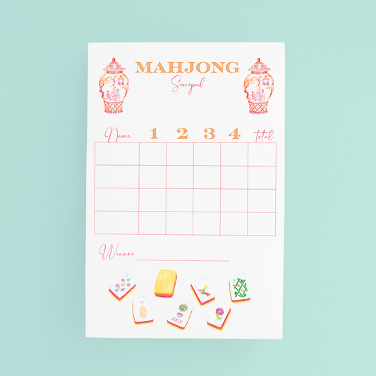 Taylor Paladino Mahjong Scorecard Pad - Sunset Tiles