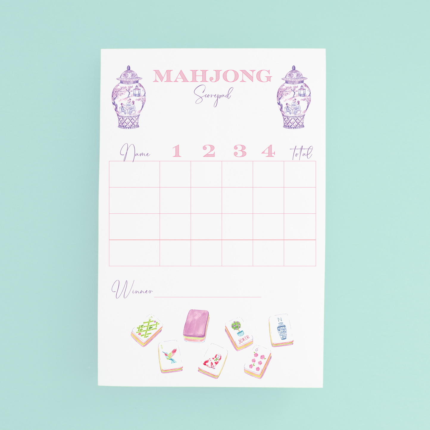 Taylor Paladino Mahjong Scorecard Pad - Taylor Tiles