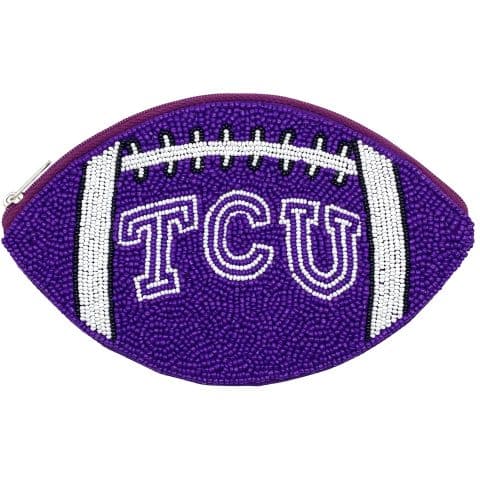 LaChic Designs Beaded Football Pouch - TCU