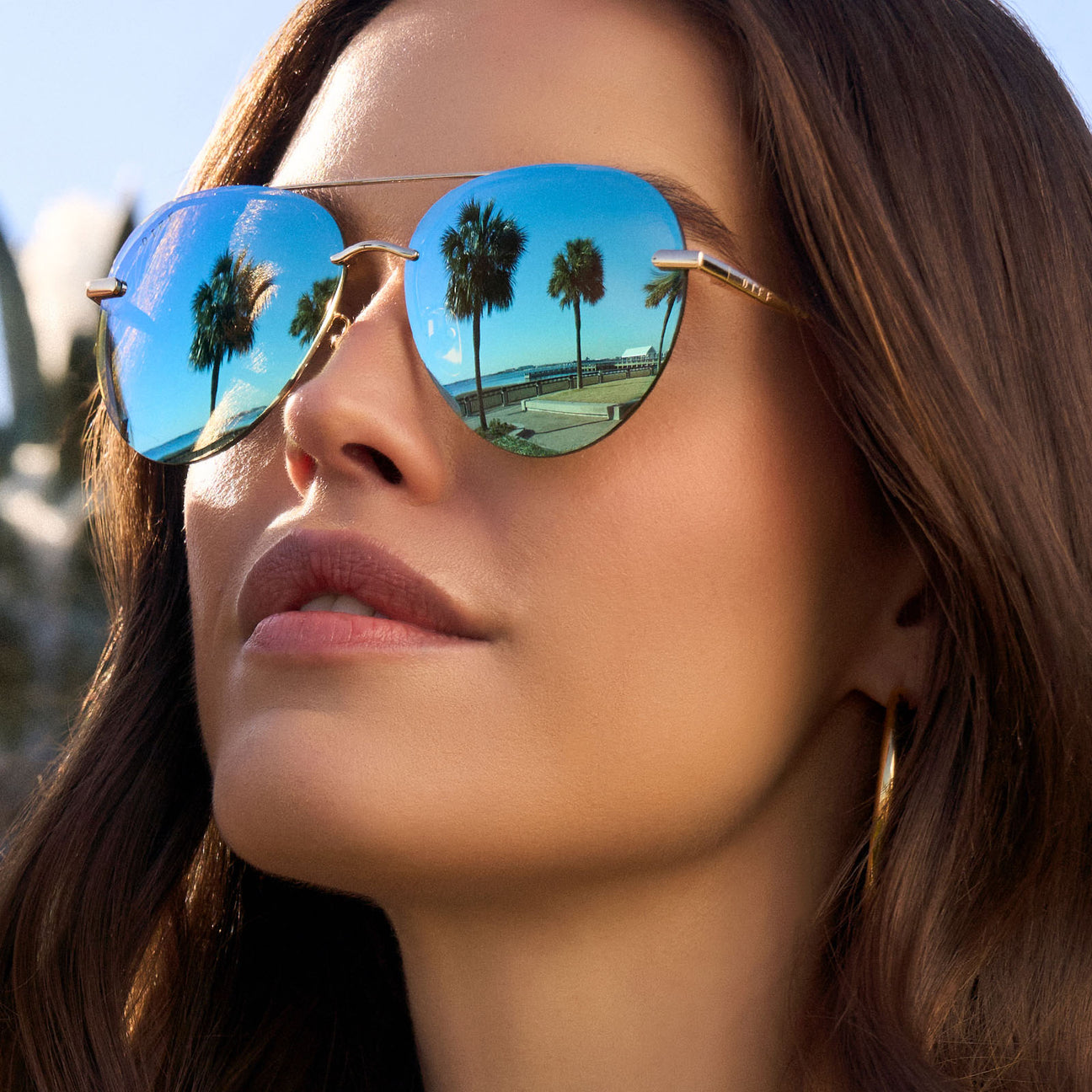 DIFF Eyewear “Lenox” - Gold Aquatic Awe Mirror Sunglasses