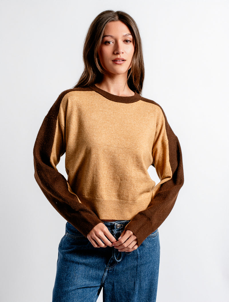 Kerisma "Berkman" Knit Top-Camel/Chocolate