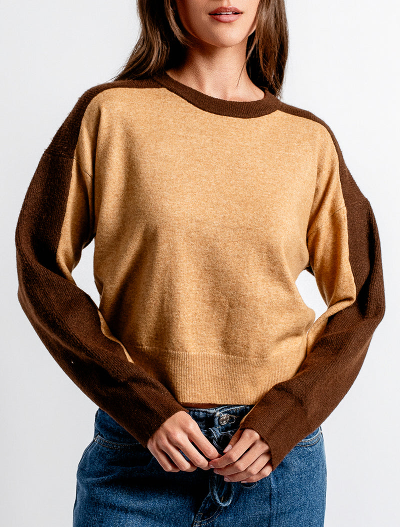 Kerisma "Berkman" Knit Top-Camel/Chocolate
