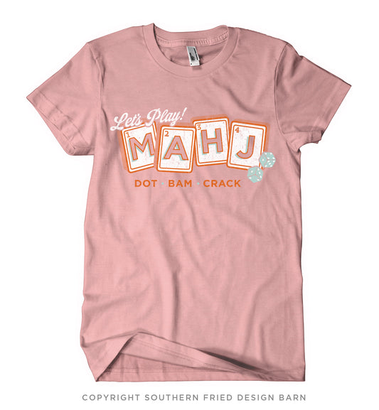 "Let's Play Mahj" Tee-Pink