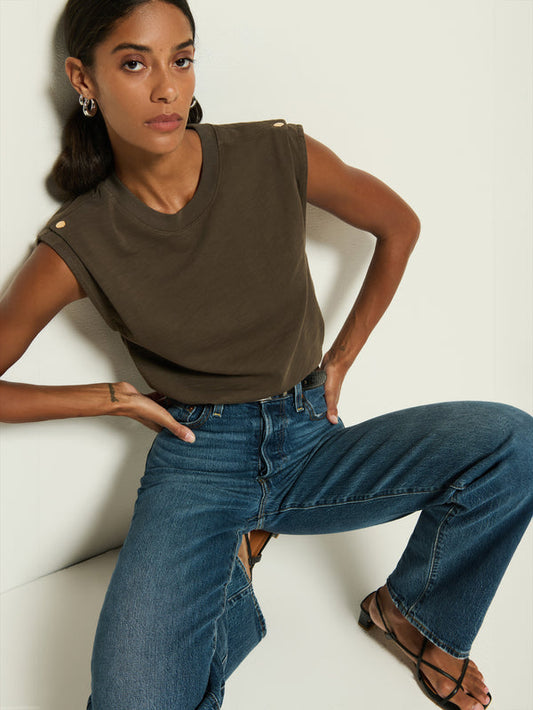Nation LTD "Marina" Muscle Tee-Espresso