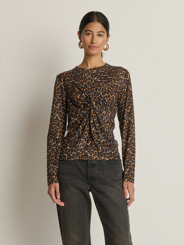 Nation LTD "Marion" Twist Front Tee -Winter Leopard