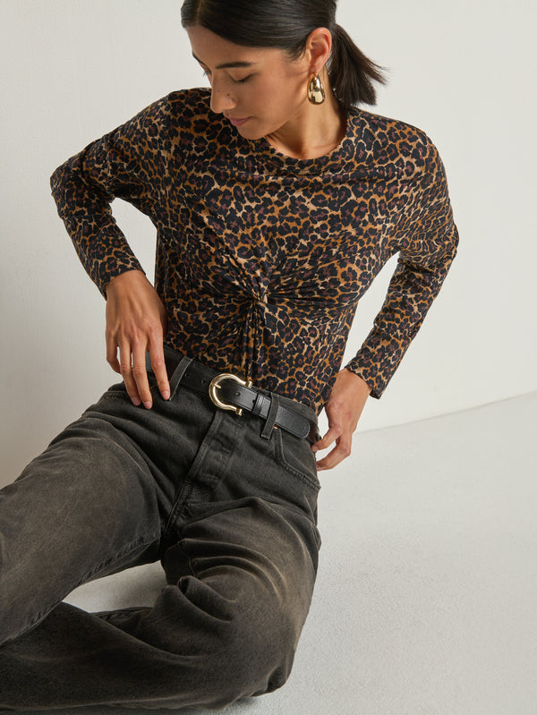 Nation LTD "Marion" Twist Front Tee -Winter Leopard