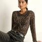 Nation LTD "Marion" Twist Front Tee -Winter Leopard