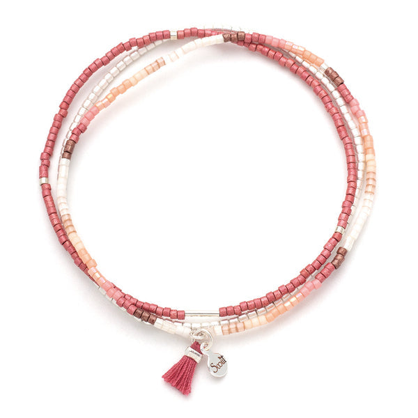 Scout Curated Wears "Chromacolor" Miyuki Bracelet Trio - Blush Multi/Silver