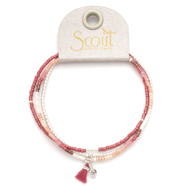 Scout Curated Wears "Chromacolor" Miyuki Bracelet Trio - Blush Multi/Silver