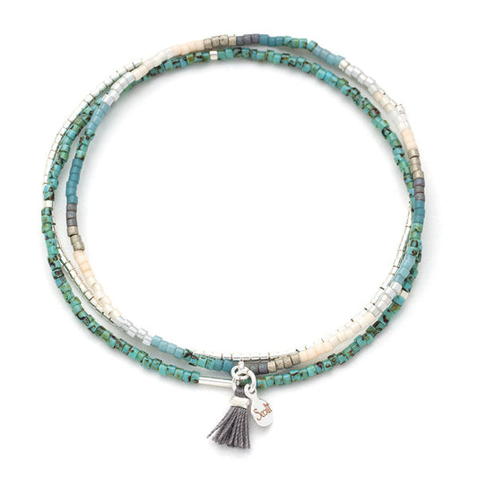 Scout Curated Wears "Chromacolor" Miyuki Bracelet Trio -Turquoise Multi/Silver