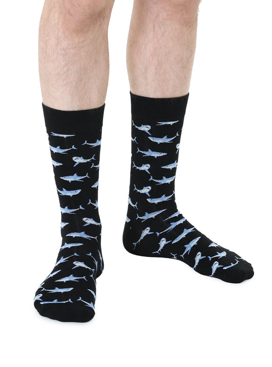Living Royal Men's Bamboo Crew Socks-Sharks