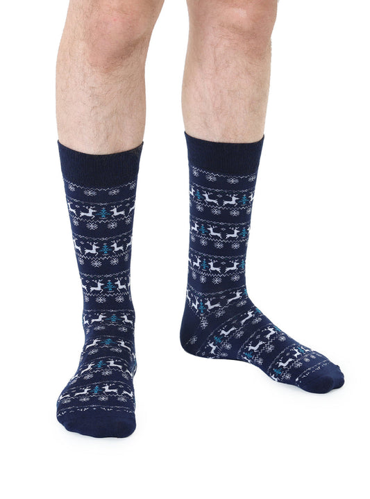 Living Royal Men's Bamboo Crew Socks-Reindeer