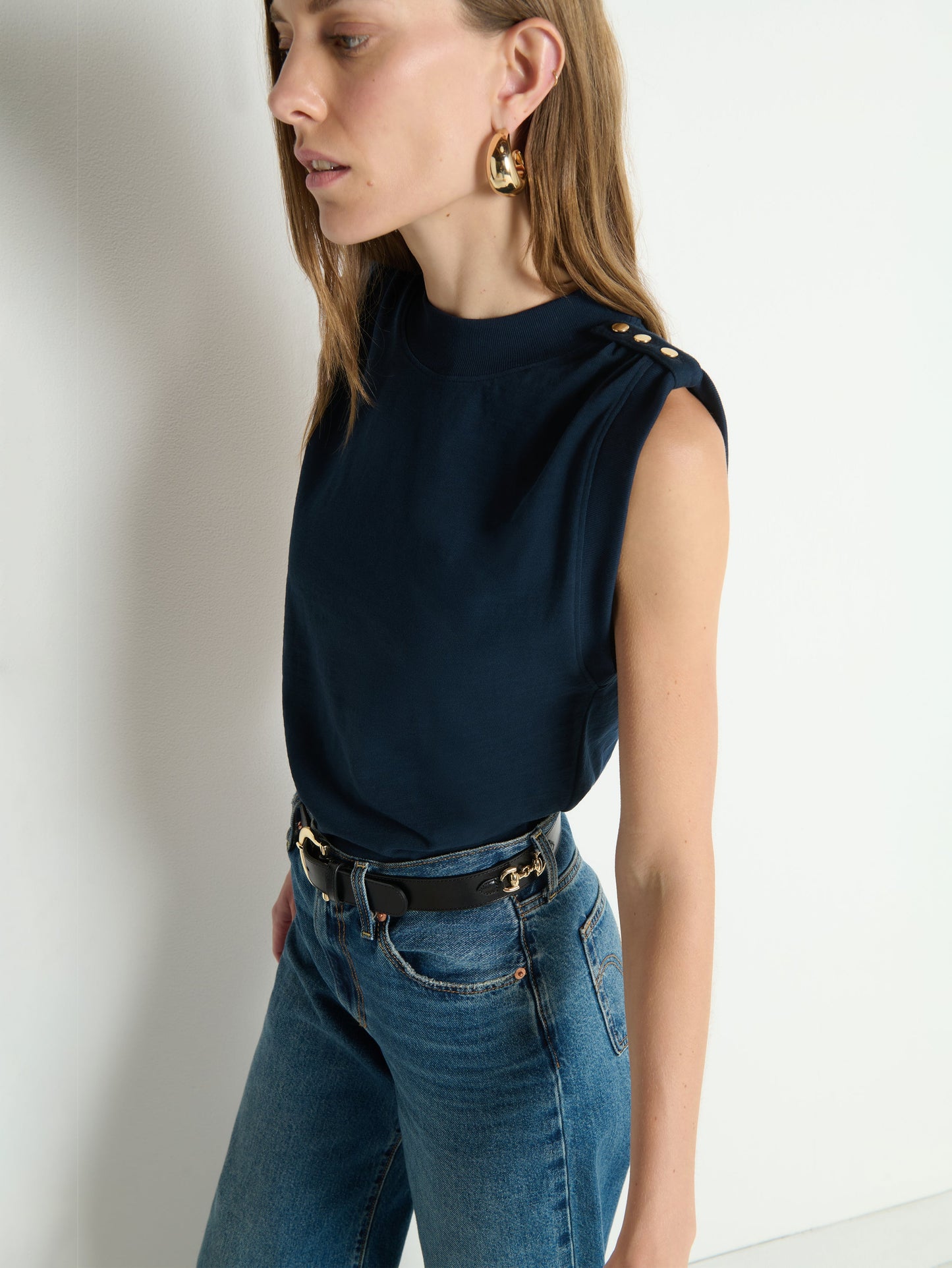 Nation LTD "Mikka" Buttoned Shoulder Tank-Night Sky