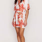 Mink Pink "Isla" Mini Shirtdress-Peach Hibiscus
