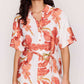 Mink Pink "Isla" Mini Shirtdress-Peach Hibiscus