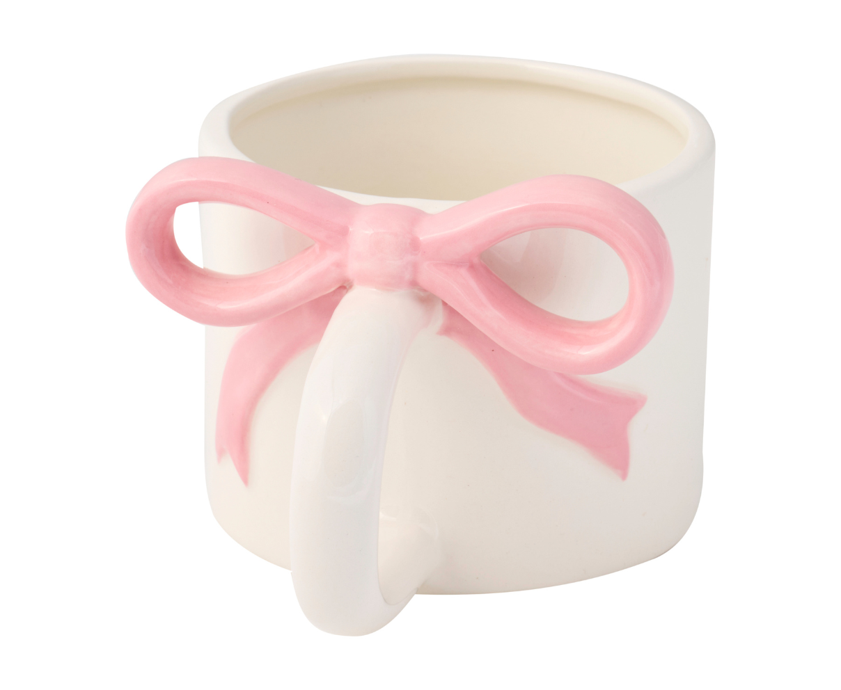 Ceramic Pink Bow on Handle Mug-12oz