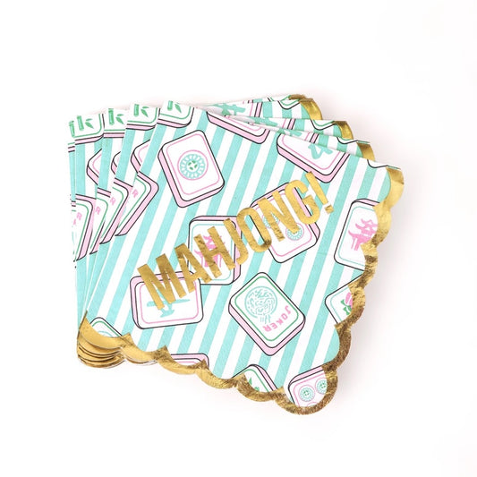 Mahjong Striped Paper Beverage Napkins - 16 pk