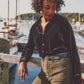 Faherty Stretch Silk Velvet Genevieve Shirt-Black