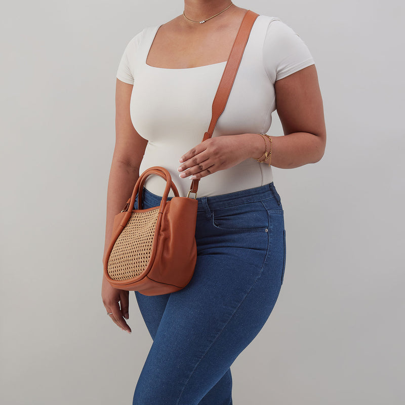 Hobo Bags "Margot" Satchel-Burnished Caramel Caning