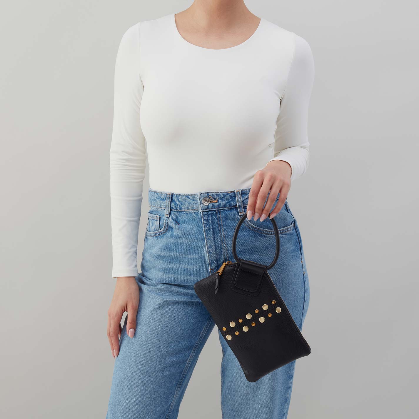 Hobo Bags “Sable” Wristlet Pebbled Leather- Black