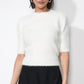 Greylin  "Odette" Fuzzy Elbow Sleeve Knit Top-Ivory